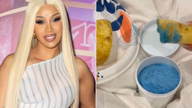 Cardi B Satisfies Her 'Childish Cravings' by Dipping Pineapple in Blue Sour Powder